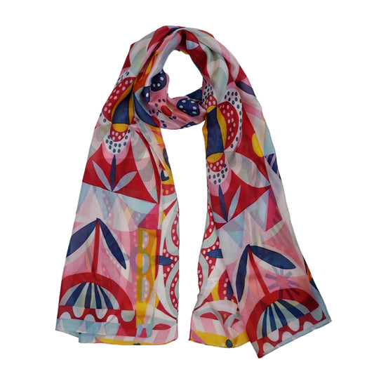 Geometric Playground Print Pure Silk Designer Scarf