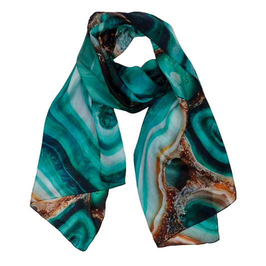 Bufanda de seda pura con diseño de arte abstracto