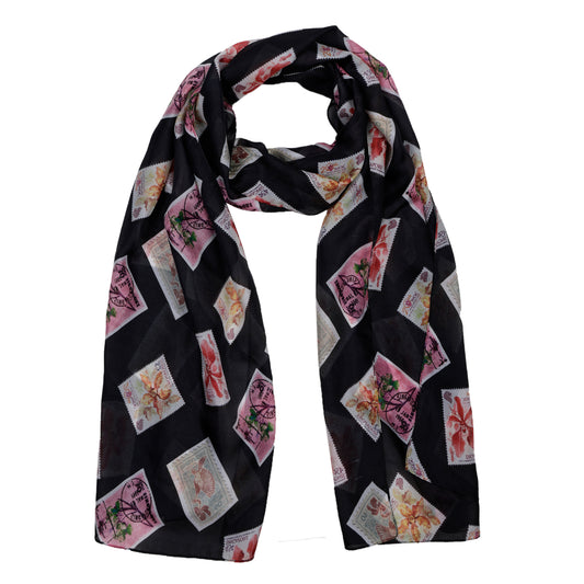 Bufanda de seda pura con diseño de arte abstracto