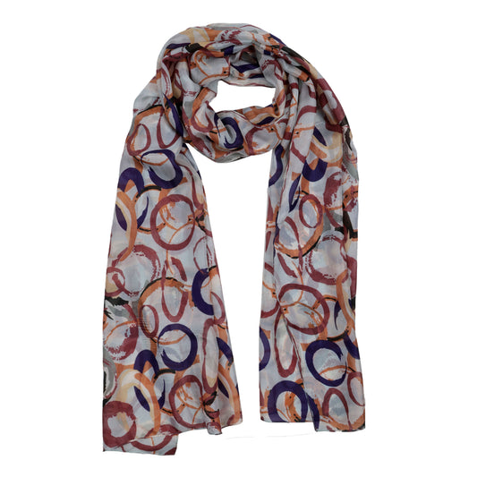 Circular Rhythm Silk Scarf – Abstract Winter Designer Scarf