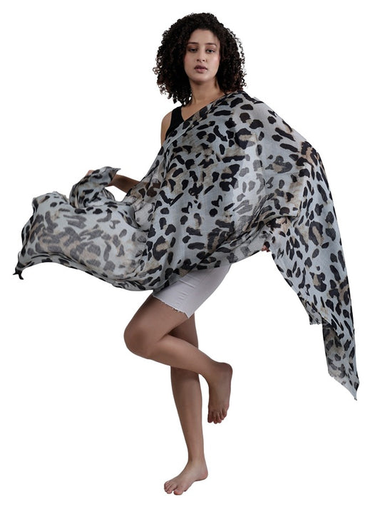 Animal Fine Twill Merino Silk Designer Scarf