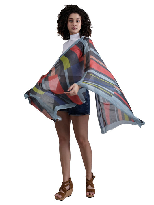 Geometrical Merino Silk Designer Scarf