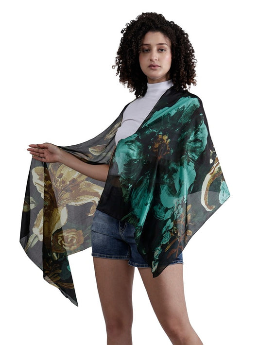 Floral Pure Silk Designer Scarf