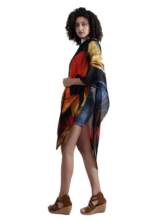 Floral Fine Twill Merino Silk Designer Scarf