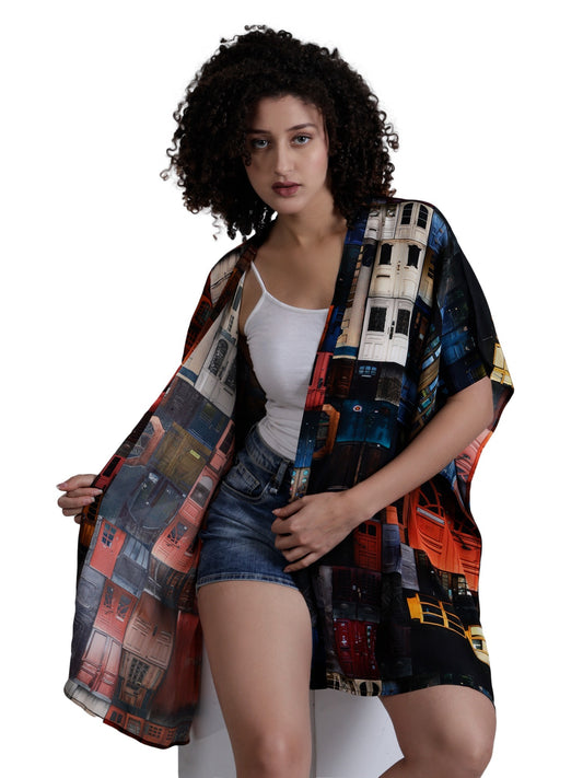 Red Door Architectural Viscose Crepe Kaftan Cape