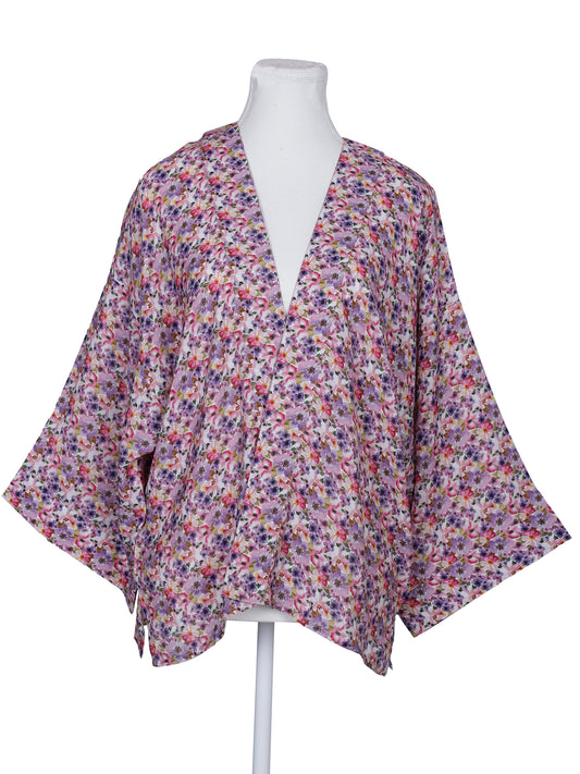 Kimono court en mousseline de coton fleurie
