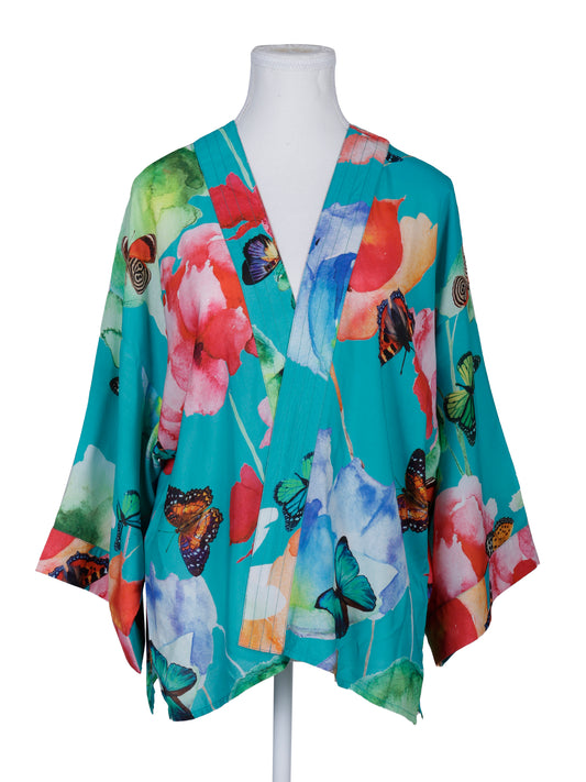 Animal Print Cotton Muslin Short Kimono