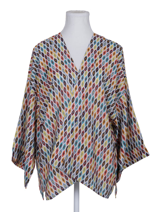 Ikkat Print Cotton Muslin Short Kimono