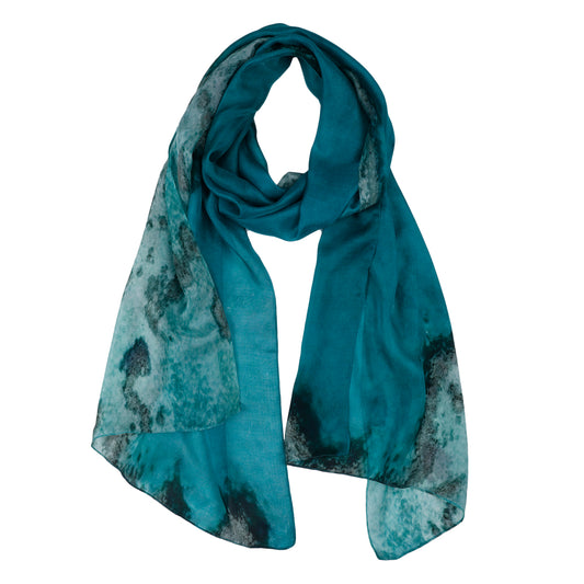 Heart Reef Ocean Scarf – Pure Silk Designer Wrap | Great Barrier Reef Australian Coastal Print