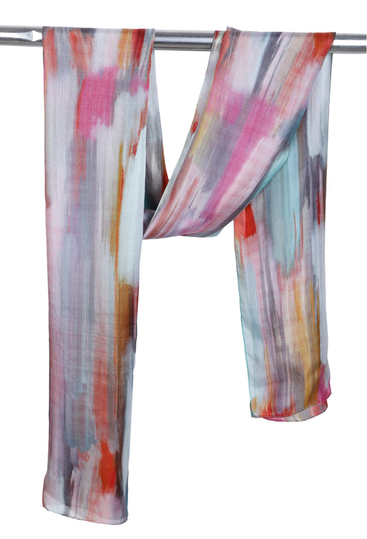 Abstract Print Pure Silk Designer Scarf