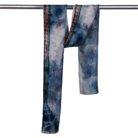 London Cityscape Art Scarf – Pure Silk Designer Wrap | Architectural Abstract Print
