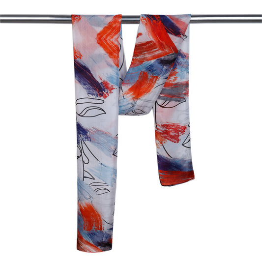 Abstract Face Art Print Pure Silk Designer Scarf