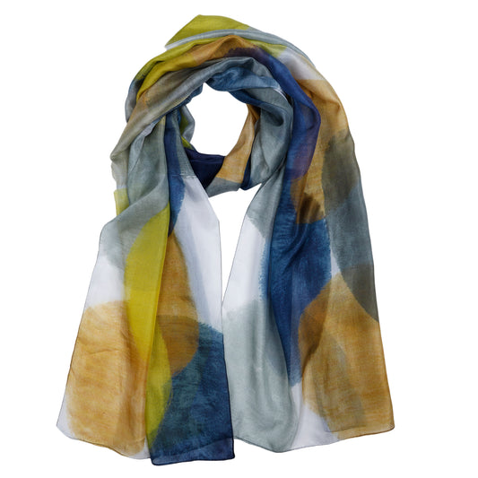 Abstract Print Pure Silk Designer Scarf
