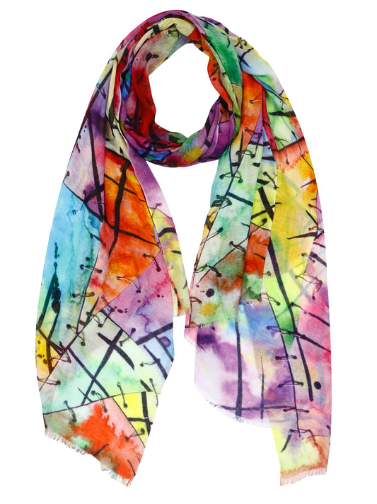 Écharpe de créateur en soie modale abstraite