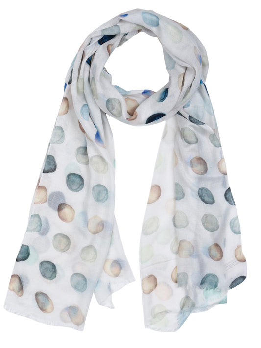 Abstract Polka Dot Multicolor Scarf – Modal Silk Designer Wrap | Modern Geometric Print
