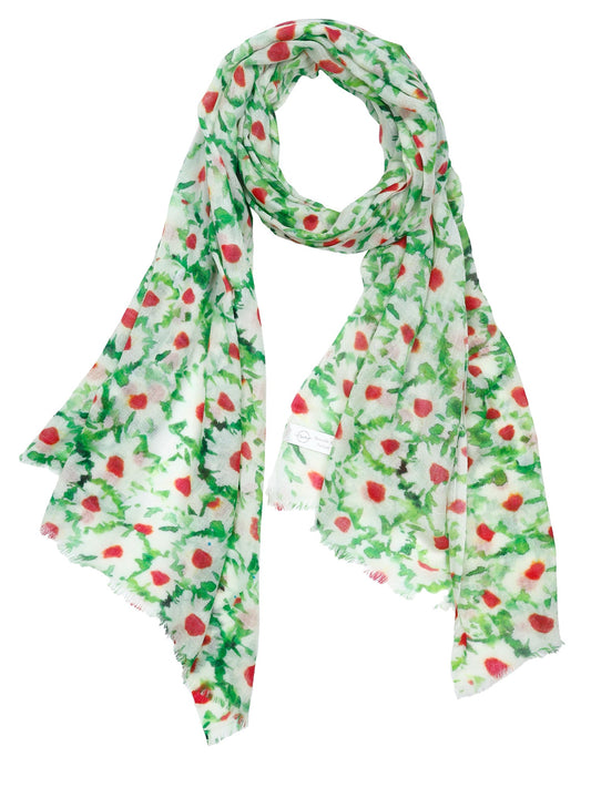 Floral Merino Silk Designer Scarf