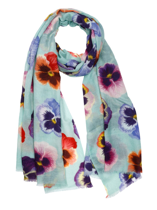 Bufanda de diseño de seda merino fina con diseño floral