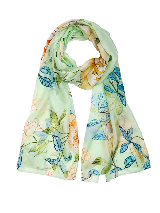 Floral Pure Silk Designer Scarf