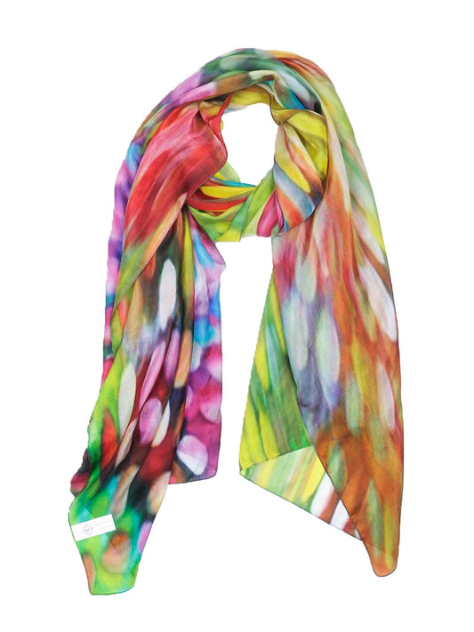 Rainbow Burst Abstract Multicolour Modal Silk Designer Scarf | Vibrant Brushstroke Wrap