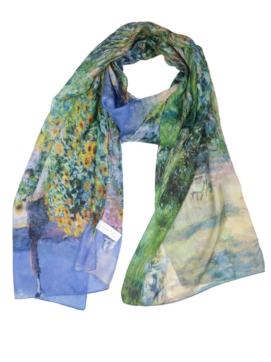 The Artist's Garden by Claude Monet Pure Silk Designer Scarf