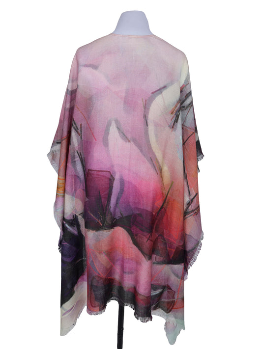Watercolour Textured Merino Wool Travel Cape
