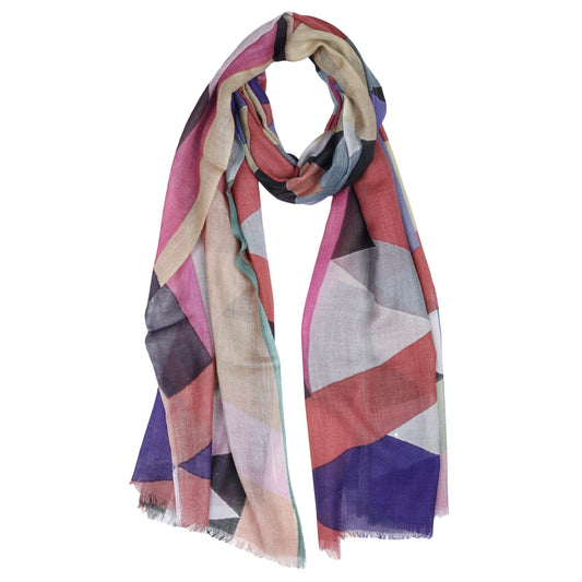 Geometric Merino Silk Designer Scarf