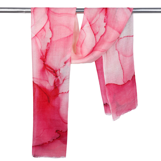 Rosé Dreams Abstract Scarf – Cotton Modal Designer Wrap | Pink Watercolor Art Print