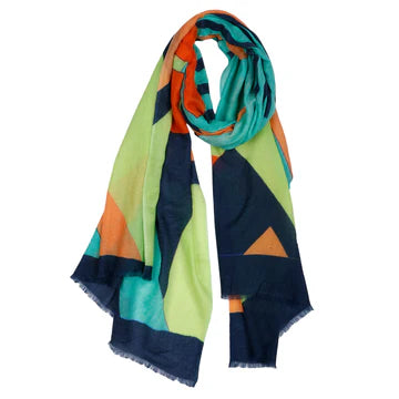Abstract Print Merino Silk Designer Scarf