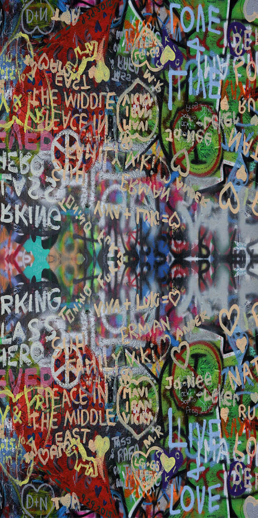 Graffiti Print Merino Wool Travel Cape