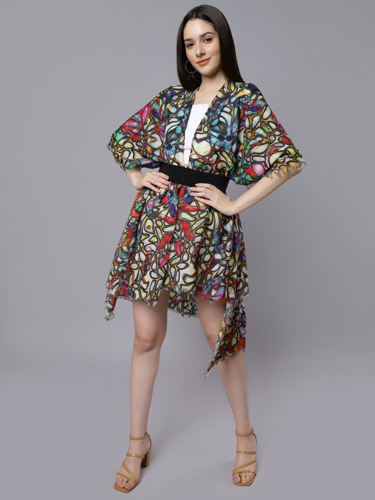 Abstract Merino Wool Travel Cape