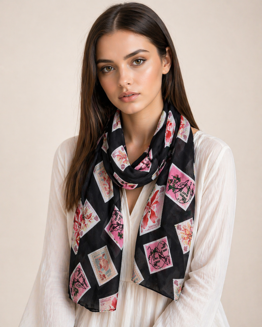 Abstract Print Pure Silk Designer Scarf
