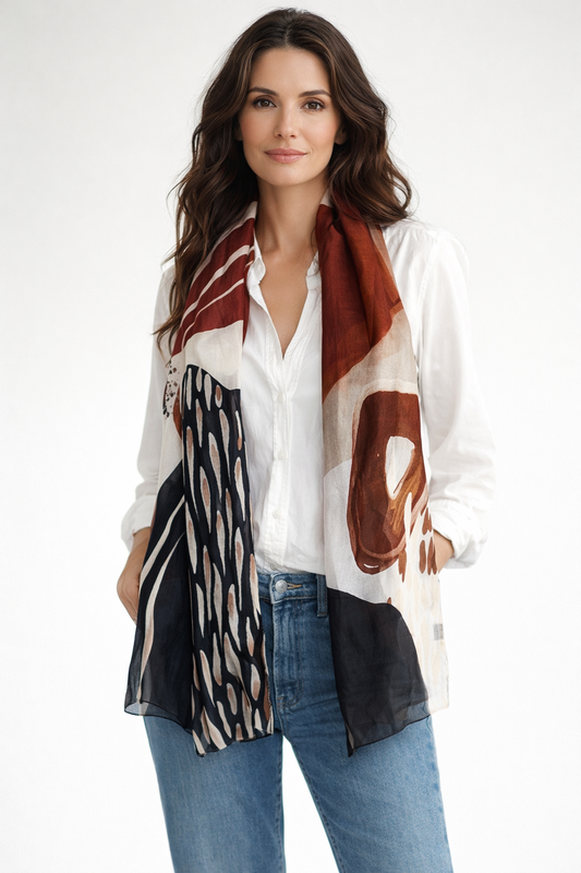 Terra Abstract Harmony – Merino Wool Winter Scarf