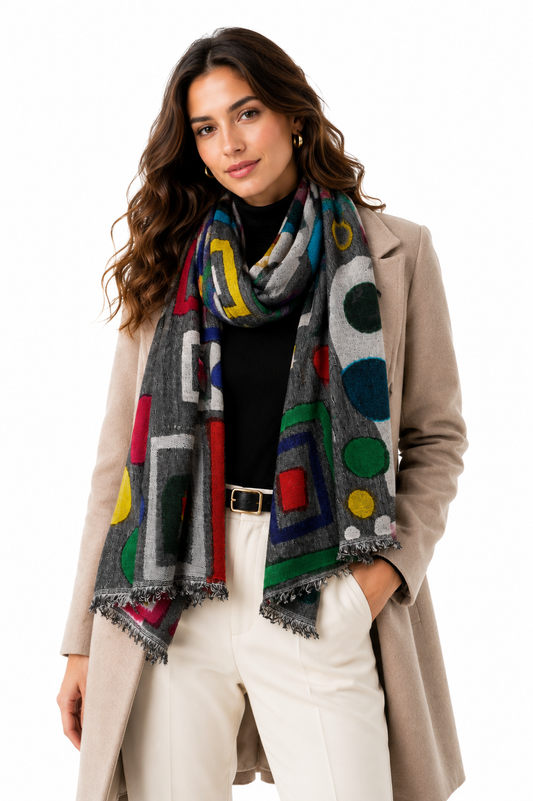 Bufanda de textura de merino pintada a mano