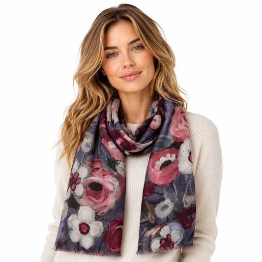 Dusty Rose Garden – Merino Wool Scarf