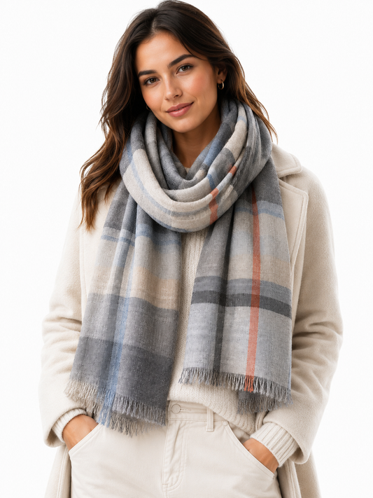 Unisex Striped Jacquard Merino Wool Scarf