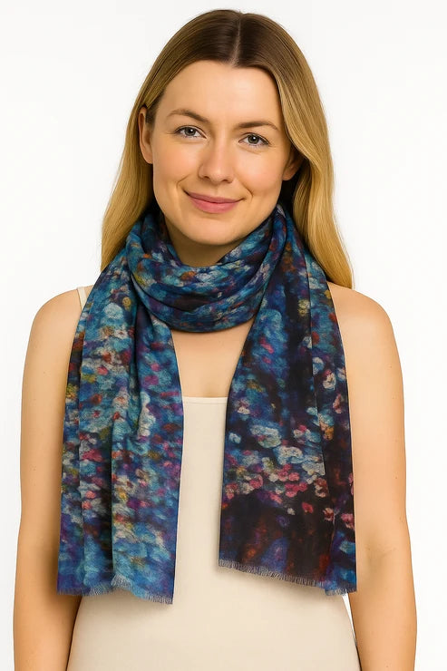 Floral Cherry Blossom Oil Painting Print Pure Silk Scarf