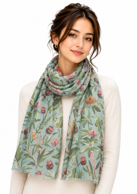 Botanical Meadow Cotton Modal Summer Scarf