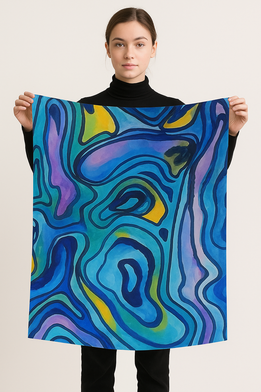 Foulard carré en pure soie à motif floral