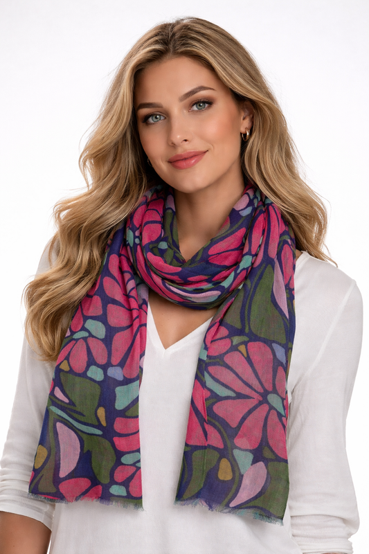 Electric Bloom Pop – Merino Wool Scarf