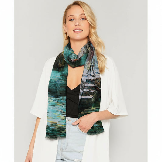 Venetian Reflections Cotton Modal Scarf – Painterly Cityscape Print