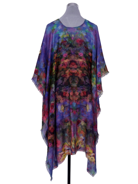 Floral Merino Wool Travel Cape