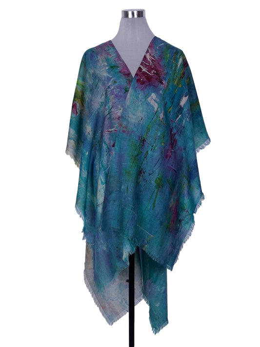 Abstract Merino Wool Travel Cape