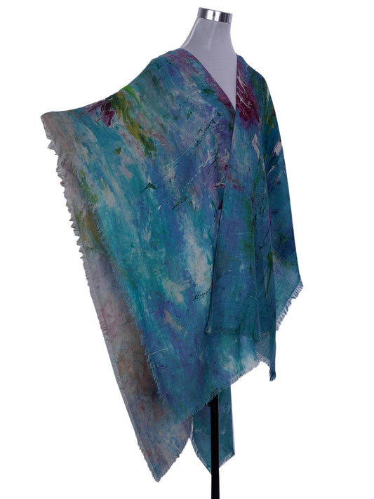 Abstract Merino Wool Travel Cape