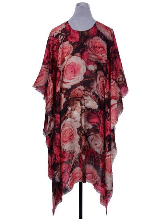 Floral Merino Wool Travel Cape