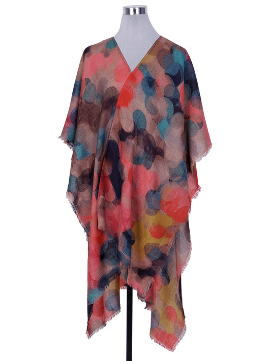 Abstract Merino Wool Travel Cape