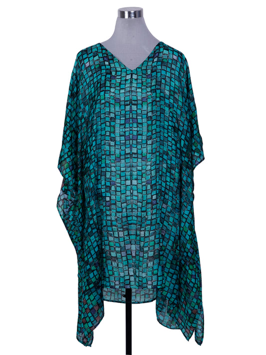 Abstract Pure Silk Long Kaftan