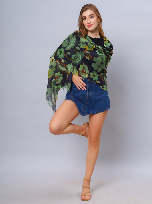 Écharpe de créateur en soie modale à motifs floraux
