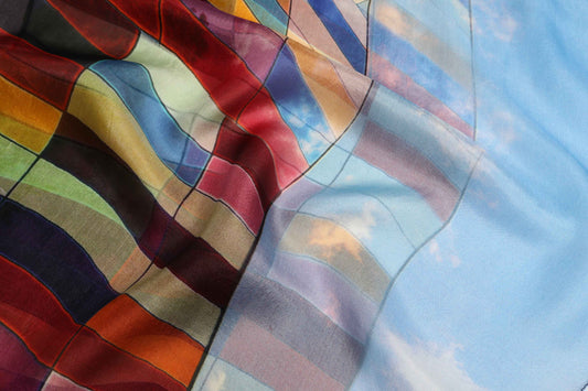 Skyline Spectrum Australian Coastal Pure Silk Designer Scarf – Multicolour Australian Beach House Print