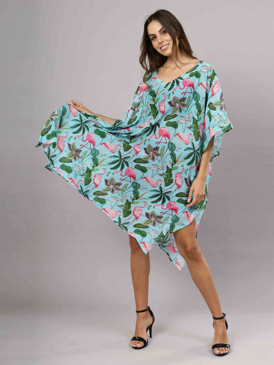 Tropical Floral Viscose Crepe Kaftan