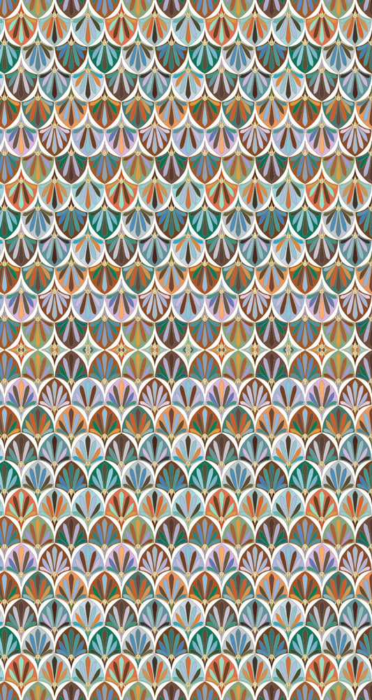 Abstract Print Long Silk Kaftan